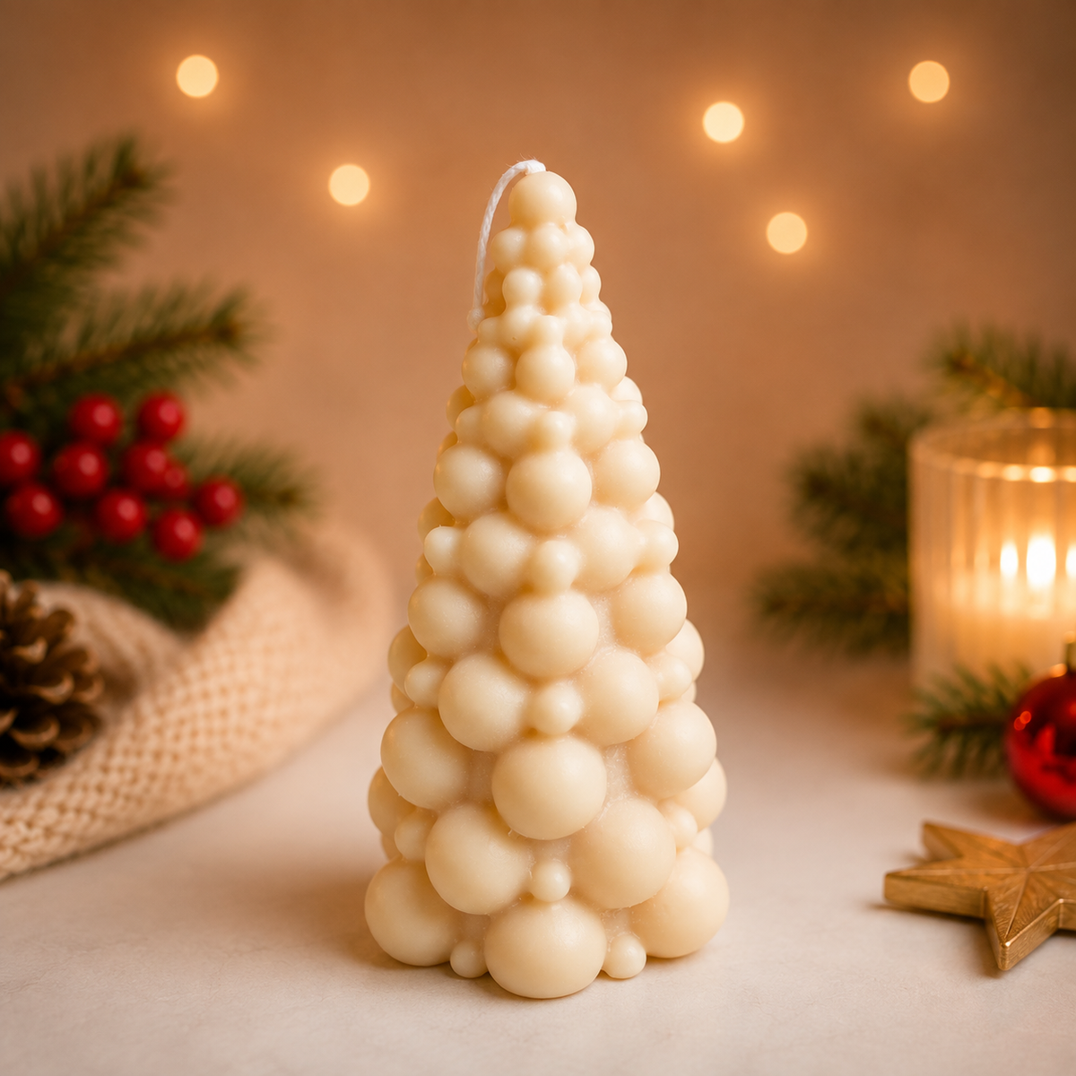 Bougie Sapin Bulles